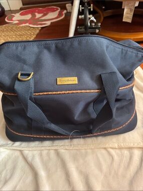 Tommy Bahama Navy Canvas Duffel with Tan Trim